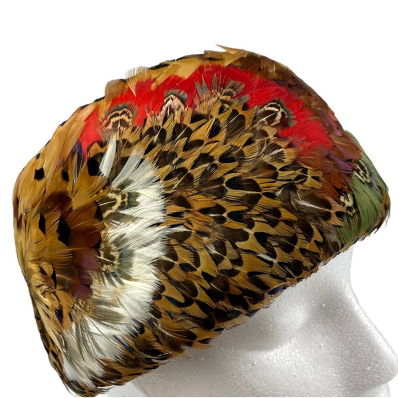 Stunning Colorful Pheasant Feather Woman’s Vintage 1940 Hat Luxury Elegance OSFM main image 14